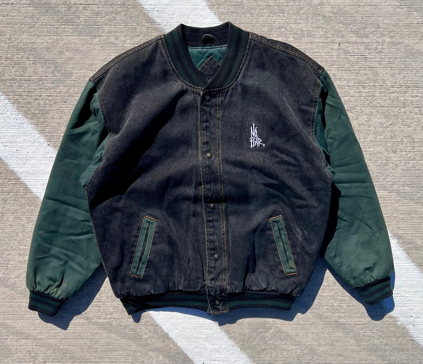 Rare “No Fear” Denim Bomber Jacket